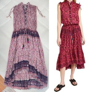 Floral Midi Dress in Pink and Purple
